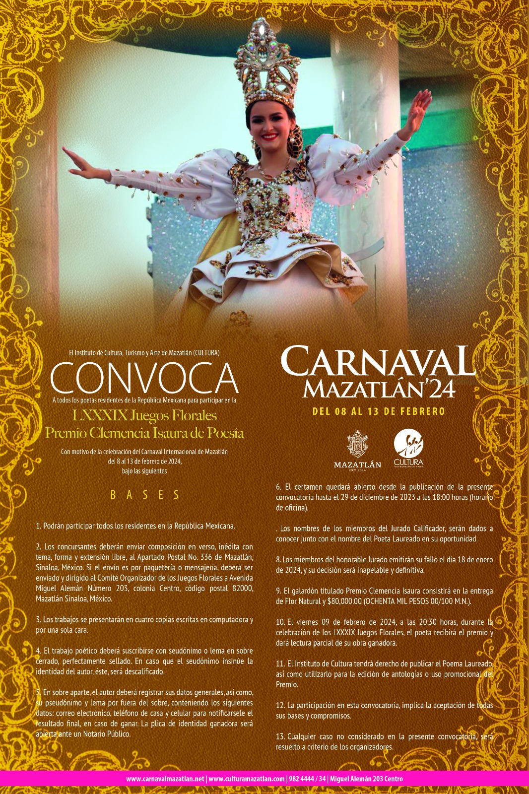 Los Vientos de Carnaval Soplan en Mazatlán en Pleno Septiembre Lanzan las Convocatorias a los Distintos Reinados 2024 Reina Juegos Florales a