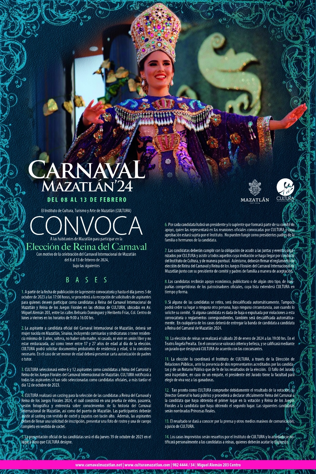 Los Vientos de Carnaval Soplan en Mazatlán en Pleno Septiembre Lanzan las Convocatorias a los Distintos Reinados 2024 Reina del Carnaval a