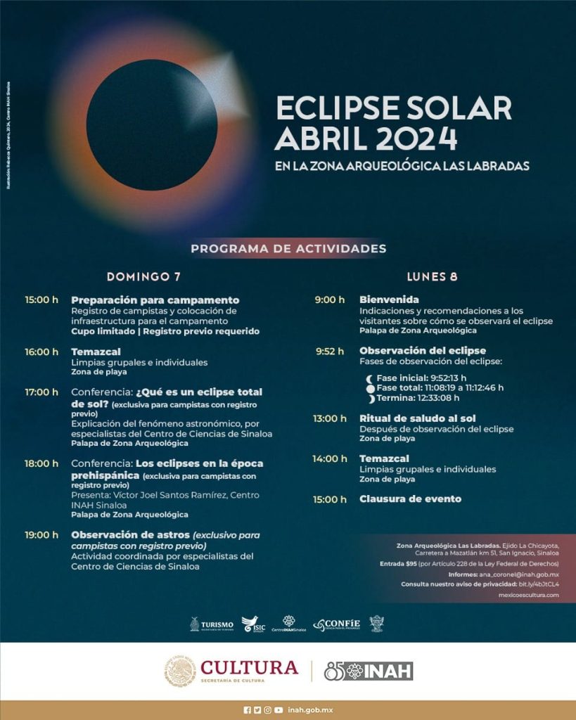 Las abradas Programa Actividades Observación del Eclipse Total Solar 2024