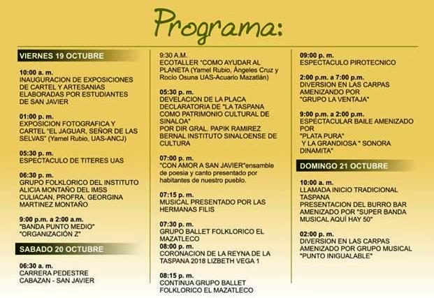 La Taspana San Javier San Ignacio Sinaloa México 2018 Programa a