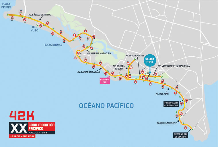 42K Ruta Gran Maratón Pacífico 2018 Mazatlán