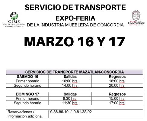 Expo Feria Mueblera Concoria 2019 Servicio de Transportación