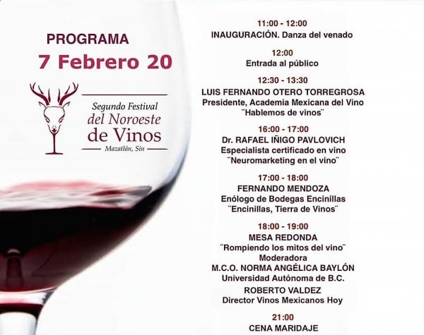 Segundo Festival del Noroeste del Vino Mazatlán 2020 Programa c