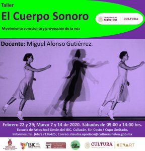 Banner web El Cuerpo Sonoro, impartido por el Mtro. Miguel Alonso Gutiérrez