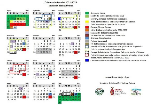 Aprueba la SEP Calendario Escolar de 190 días para Sinaloa 2021 1 a