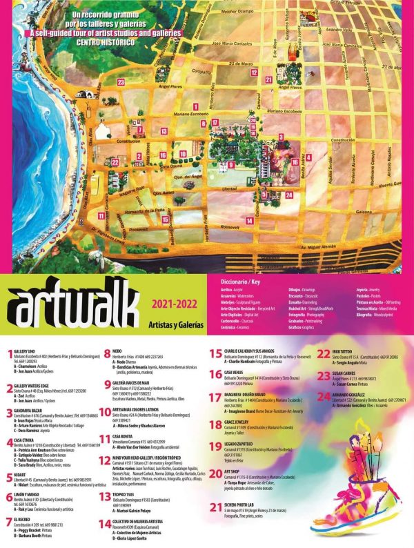Mapa Calendario ArtWalk Mazatlán 2021-2022 b