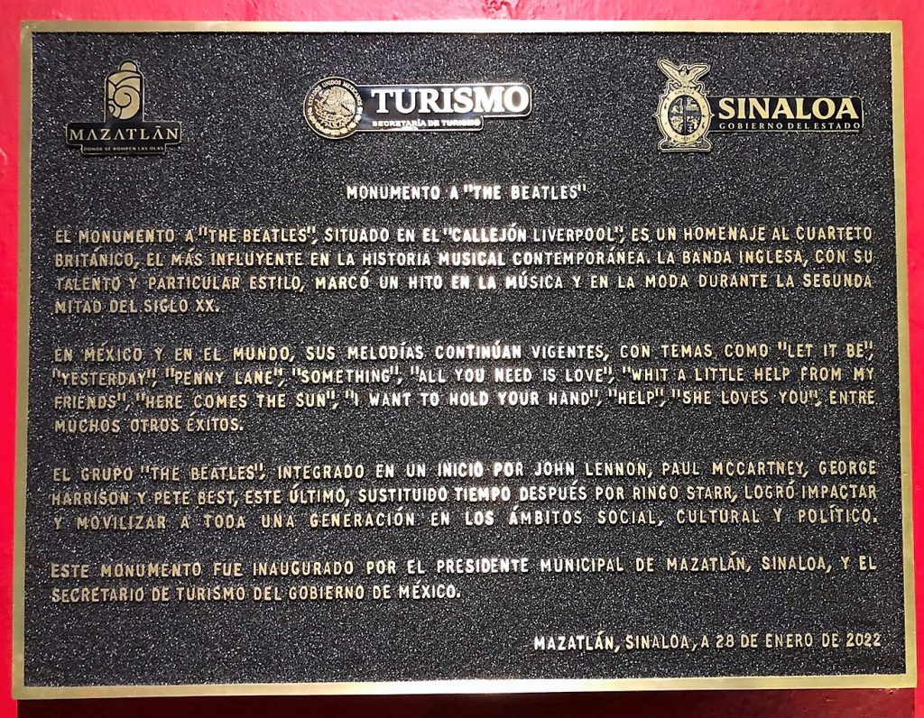 Inaugura Secretario Federal de Turismo Miguel Torruco Marqués Monumento a The Beatles en Mazatlán 2022 5