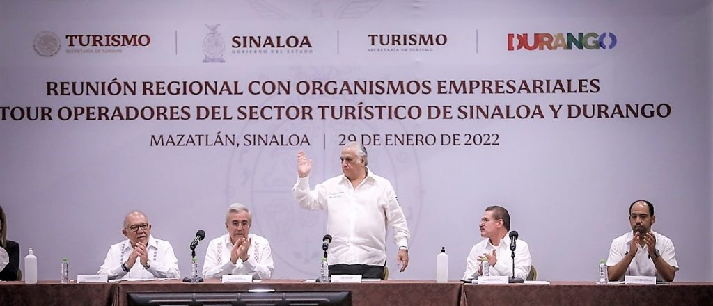 Queremos que Mazatlán siga repuntando en turismo Sostiene el gobernador de Sinaloa Rubén Rocha Moya en la reunión regional de turismo Sinaloa Durango de Rocha 2022