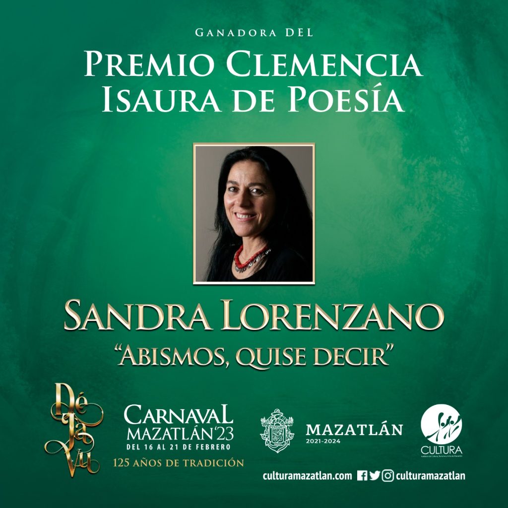 Para Sandra Lorenzano el Premio Clemencia Isaura 2023 a su Obra Abismos, Quise Decir a