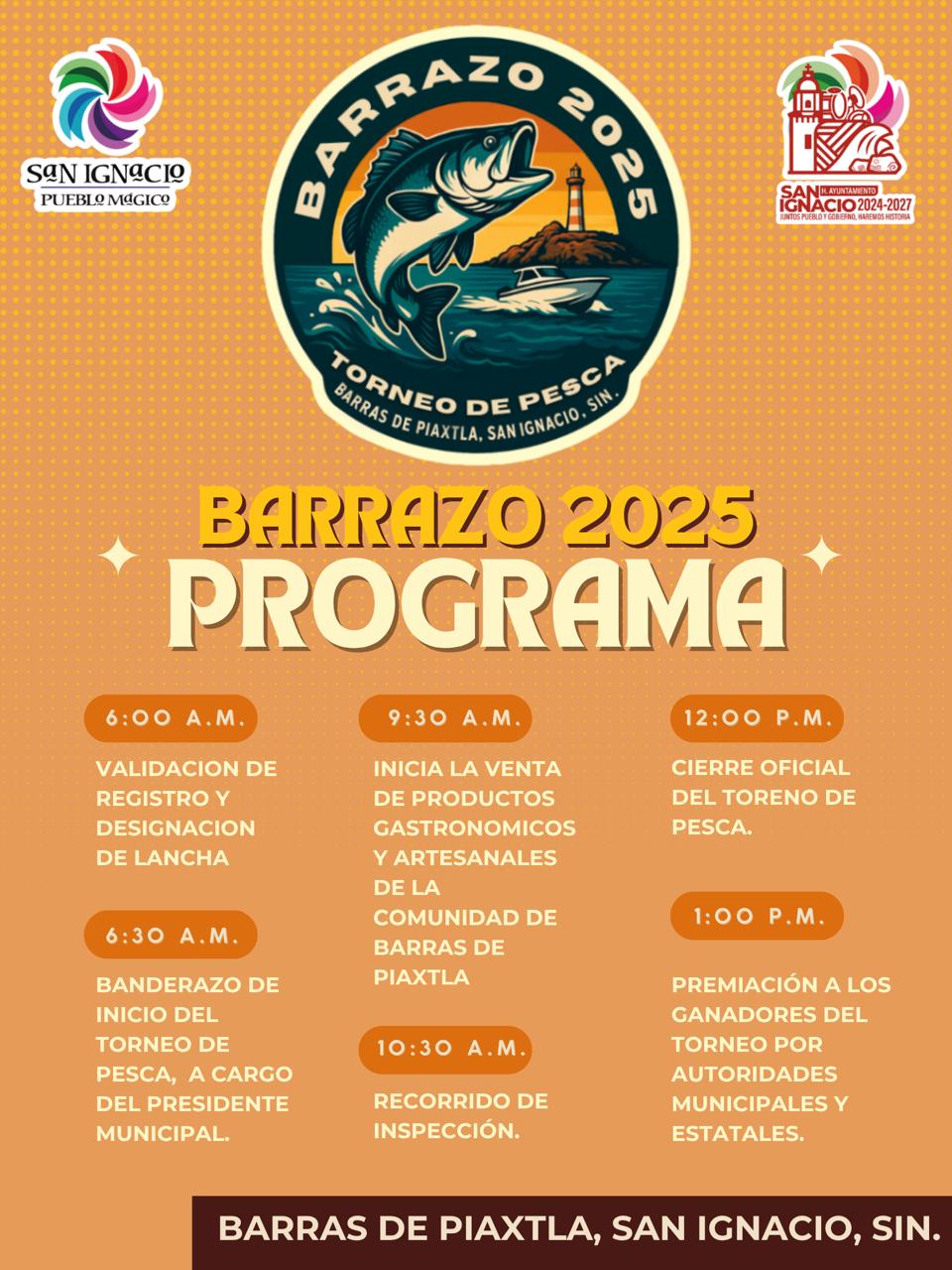 Torneo de Pesca Deportiva Barrazo 2025 Programa Barras de Piaxtla