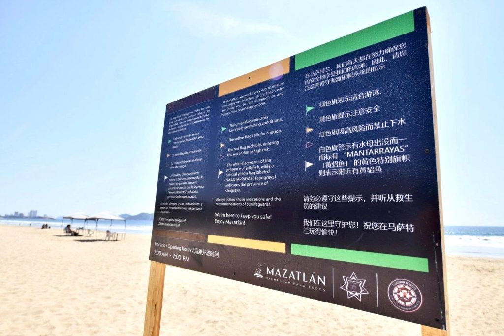 Instala Gobierno de Mazatlán señalamientos de prevención en distintos idiomas en las áreas de playa 2026