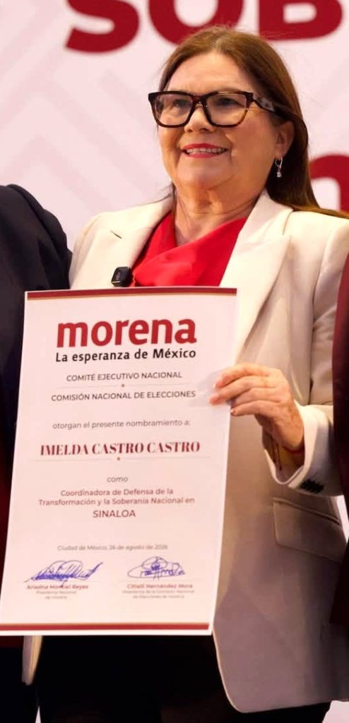 Imelda Castro es Designada Coordinadora Estatal en Defensa de la Cuarta Transformación en Sinaloa 2026